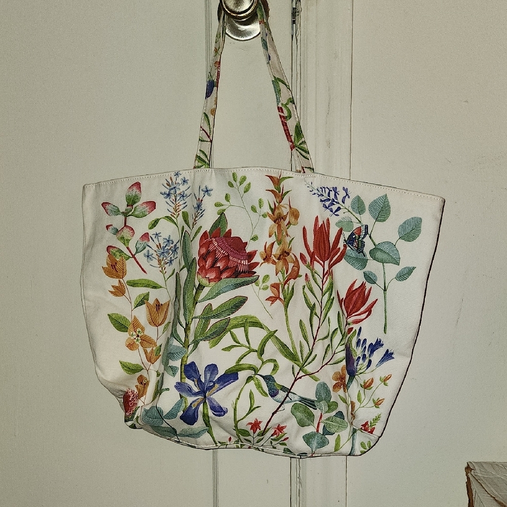 Floral Embroidered Tote Bag
